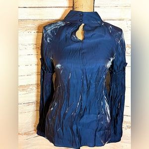 Royal Blue Shimmer Long Sleeve Top Small